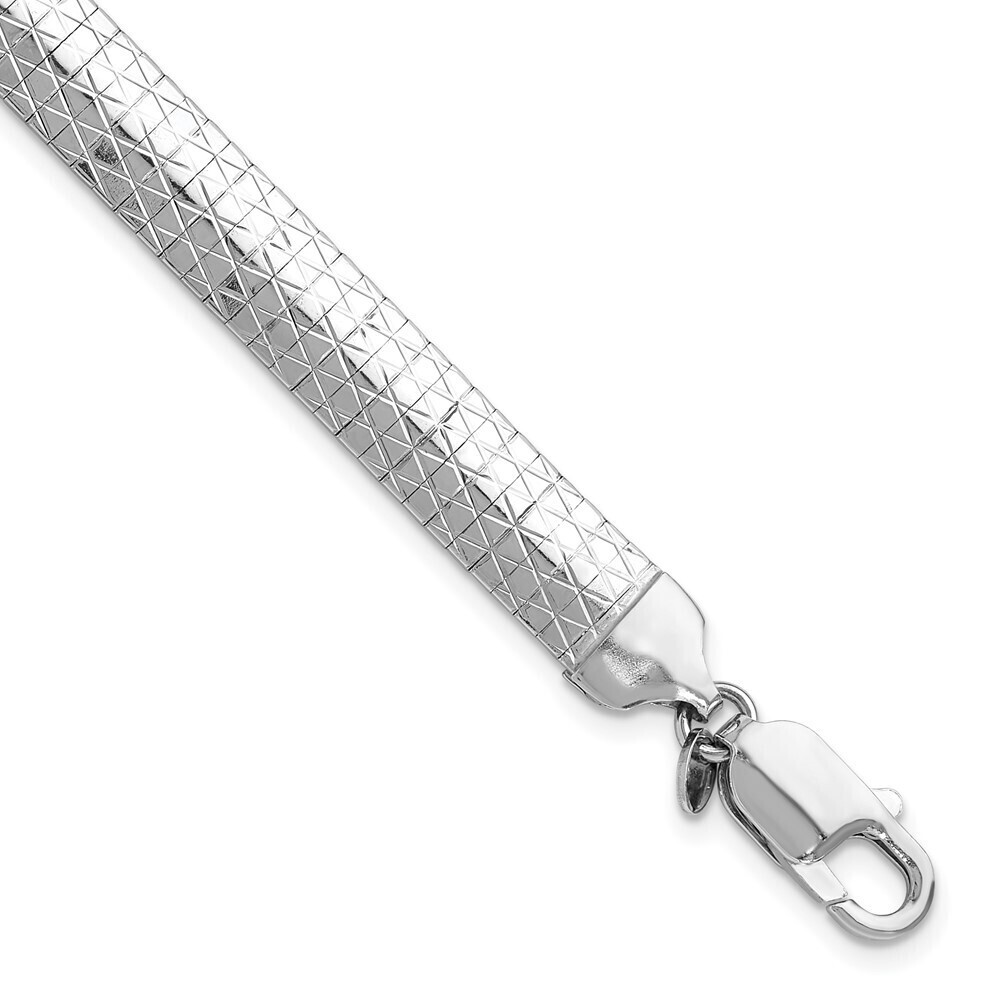 Kazi Luxury Silver Rh-plated Polished & Textured 7.5in Cleopatra Bracelet